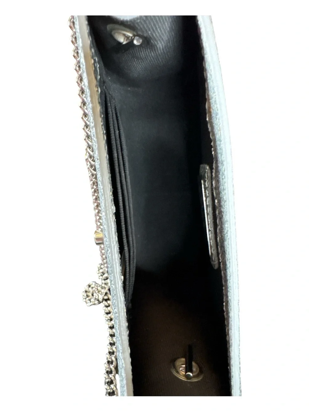 FURLA Metropolis Silver Glitter Mini Crossbody Bag